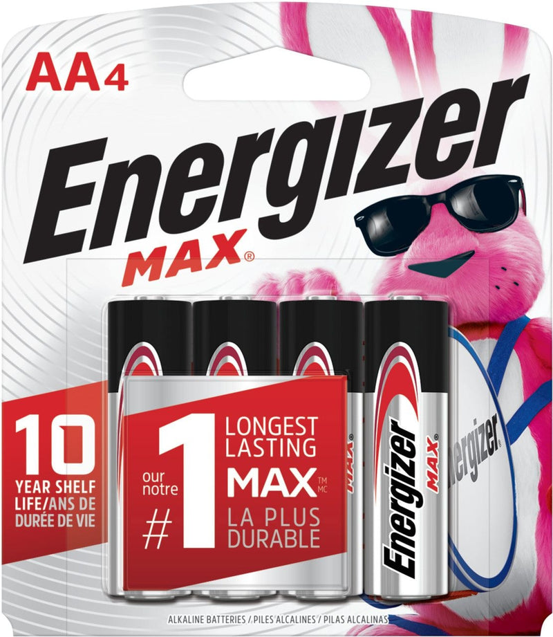 Energizer Max 4-pk AA Alkaline Batteries, Long Lasting, All Purpose O9
