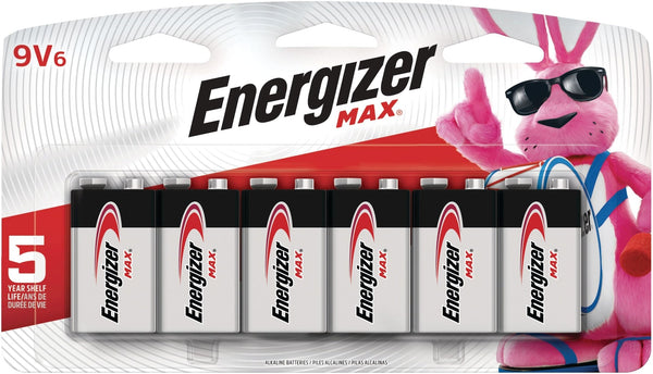 Energizer Max 6-pk 9V / 9 Volt Alkaline Batteries, Long Lasting, All Purpose O4