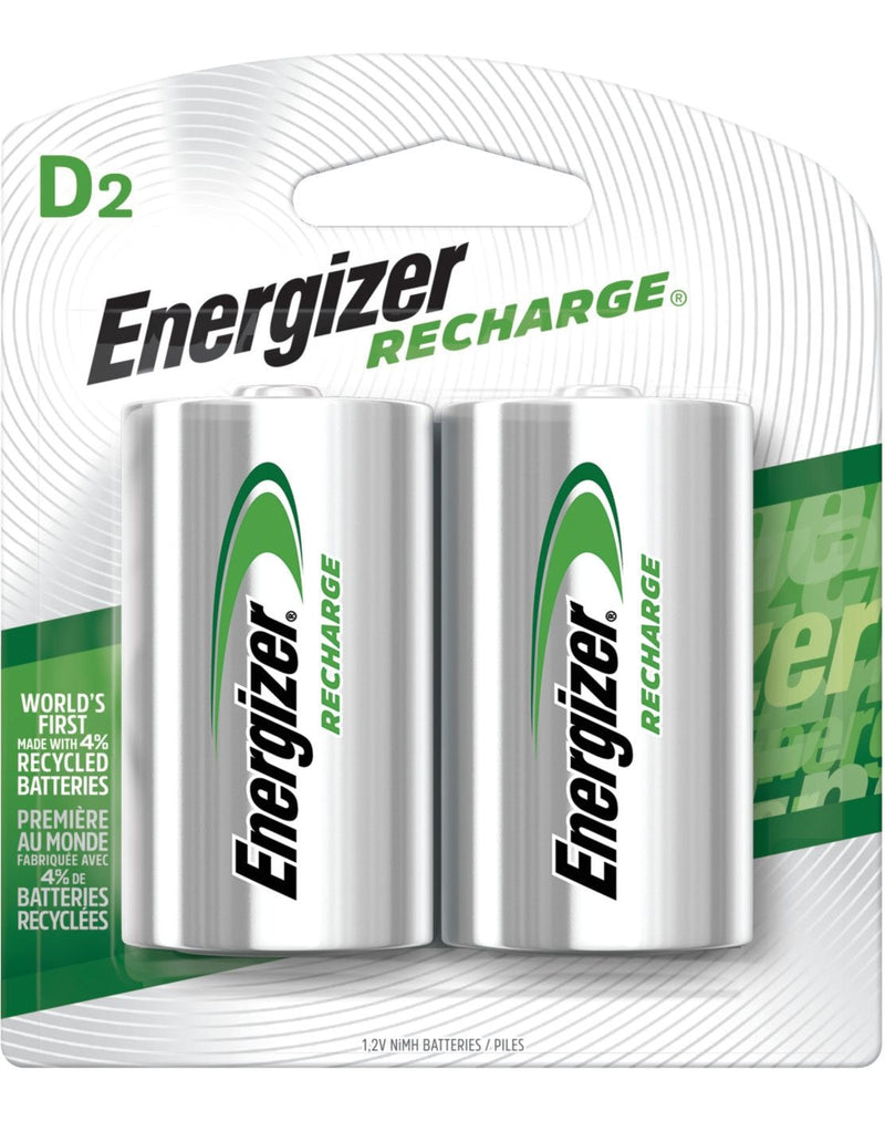 Energizer NH50BP-2 2-pk D NiMH Rechargeable Batteries, Pre-Charged, Long Lasting E6