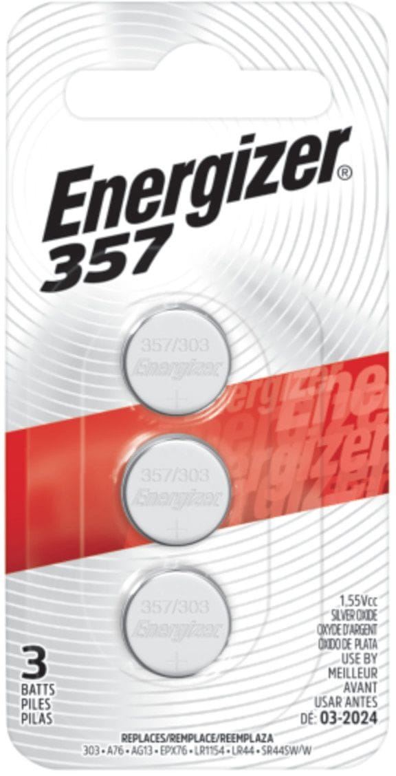 Energizer Silver Oxide 3-pk 357 LR44 AG13 303 A76 1.5V / 1.5 Volt Button Coin Cell Batteries R2