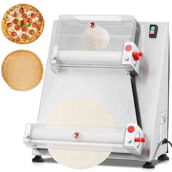 Commercial Pizza Dough Roller Sheeter, Max 16, Automatic 370W Electric Pizza Dough Roller, Stainless Steel, Suitable for Noodle, Pizza Bread and Pasta Maker Equipment Y5