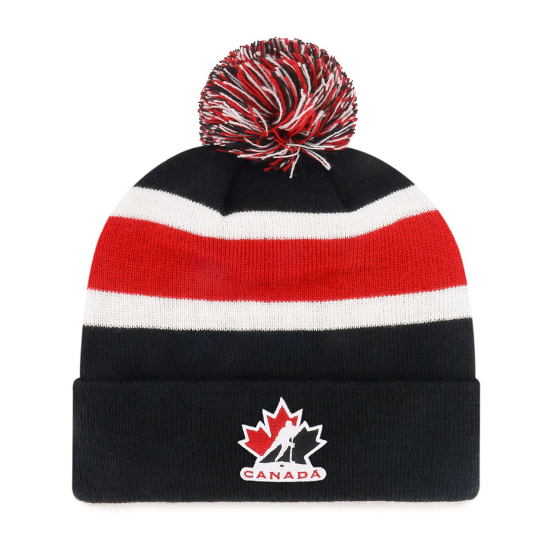 Fan Favorite NHL Team Canada Adult Standard Mass Knit Toque with Breakaway Cuff and Pom Pom W2
