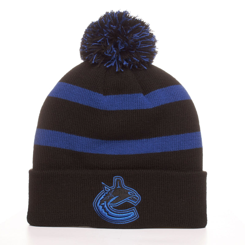 Fan Favorite NHL Vancouver Canucks Mass Breakaway Cuff Knit Pom Toque, Black, Adult V5