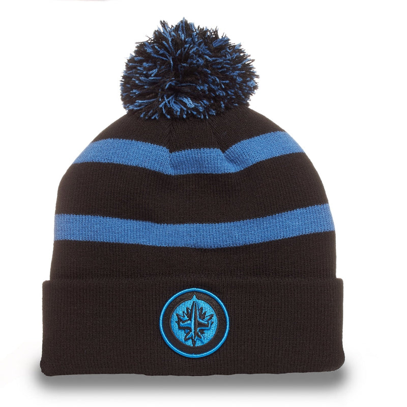 Fan Favorite NHL Winnipeg Jets Mass Breakaway Cuff Knit Pom Toque, Black, Adult X9