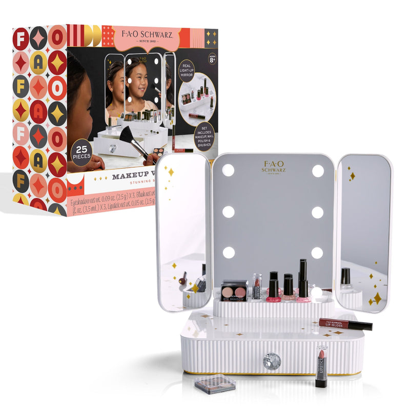FAO Schwarz Girls Vanity Makeup Studio Low Profile, 24 Piece, White C6
