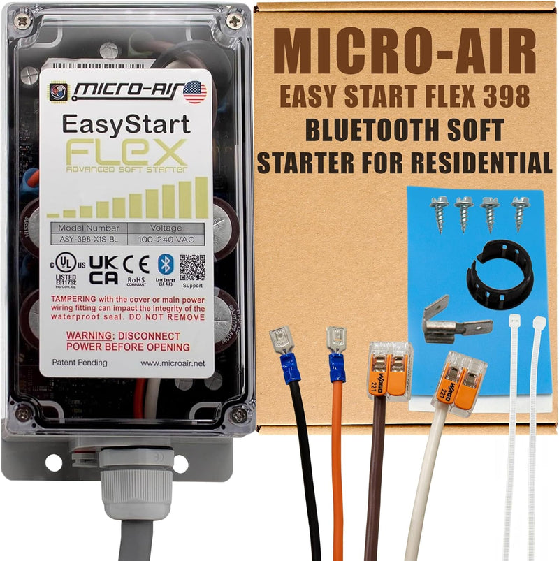 Bluetooth Soft Start Kit for Home Air Conditioner, RV & Commercial Use, Works with Generators, Reduces Power Surge, Efficient Start-Up - Up to 6 Tons w/Installation Kit W0