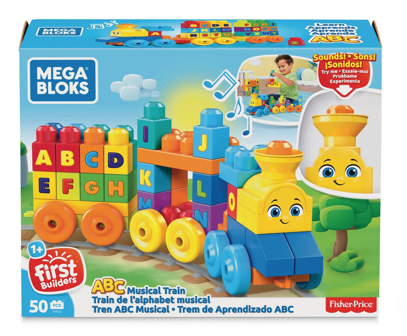 Fisher Price Mega Bloks First Builders ABC Musical Learning Train Playset, 50 pc, Ages 1+ U8
