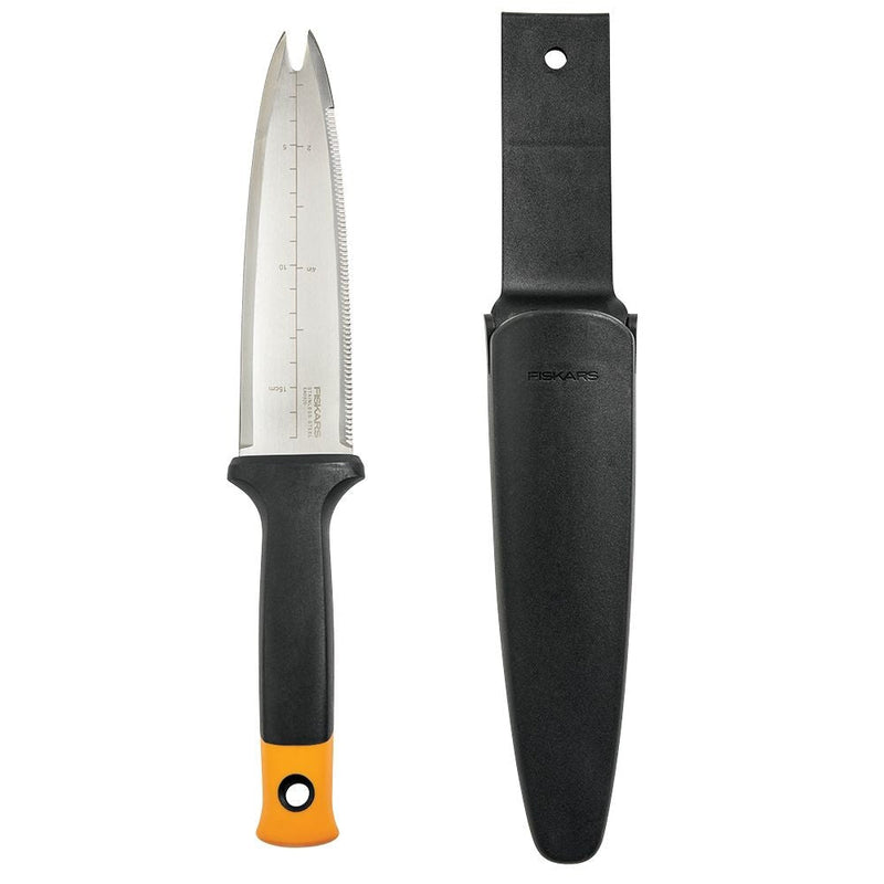 Fiskars Stainless-Steel Dual-Edged Garden Hori Hori Knife with Sheath L7