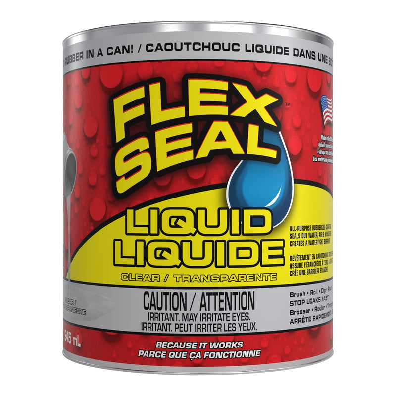 Flex Seal Liquid Rubber Sealant Coating, Paint-On Weatherproof Leak Protector, Clear, 946-mL W8