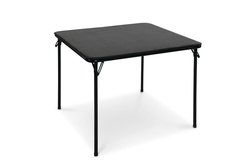 For Living 34-in x 34-in Portable Vinyl Top Metal Folding Card Game/Activity Table, Black O1