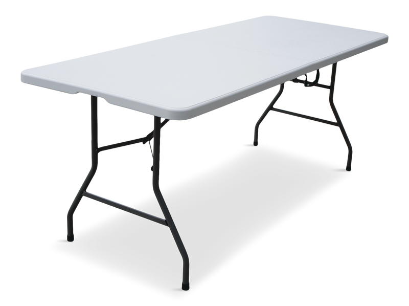 For Living 6-ft Portable Indoor/Outdoor Plastic & Metal Folding Table with Handle, White K9