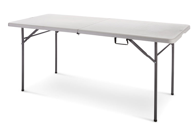 For Living 6-ft Portable Plastic & Metal Folding Table with Handle, Grey O5