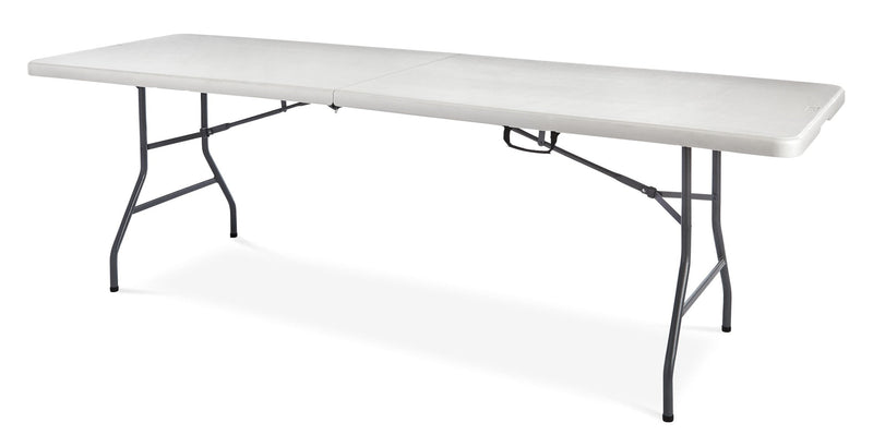 For Living 8-ft Portable Plastic & Metal Folding Table with Handle, White Z9