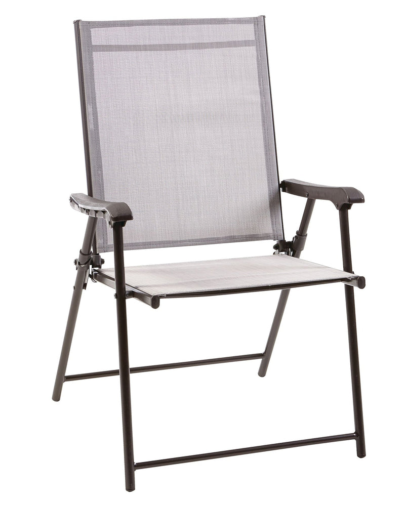 For Living Bluebay Sling Folding Outdoor Patio Accent Chair, Grey, 25x24x37-in C7