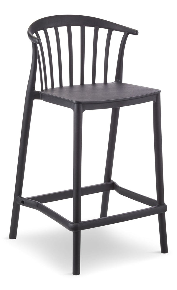 For Living Elevated Plastic Bar Stool with Footrest, Black T6