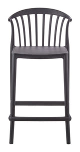 For Living Elevated Plastic Bar Stool with Footrest, Black