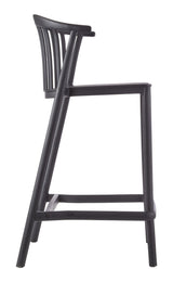 For Living Elevated Plastic Bar Stool with Footrest, Black