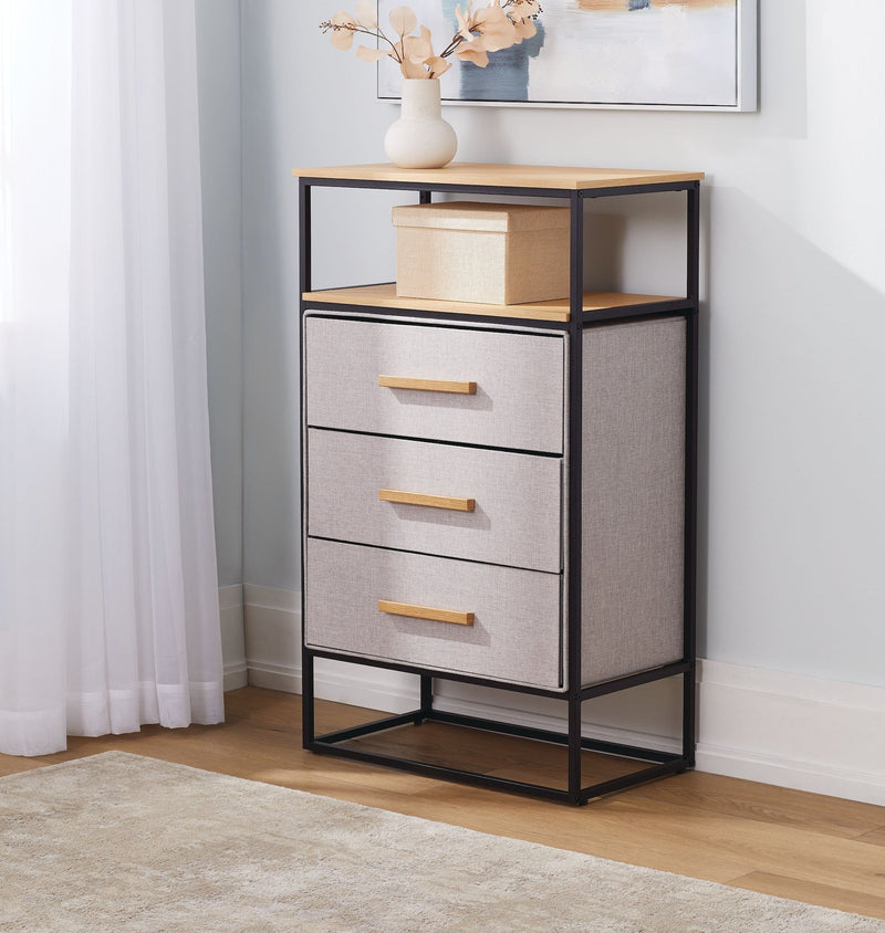 For Living Fabric 3-Drawer 1-Shelf Storage Organizer, Wood M1