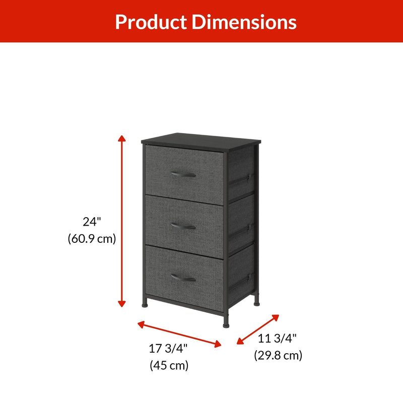 For Living Fabric 3-Drawer Storage Organizer, Grey A5