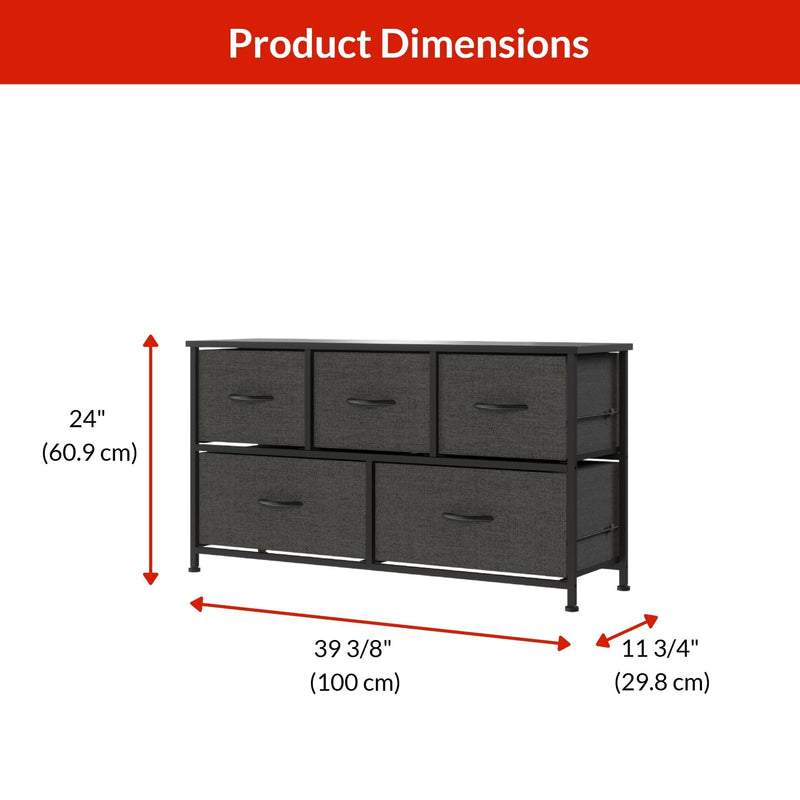 For Living Fabric 5-Drawer Storage Organizer, Grey W1