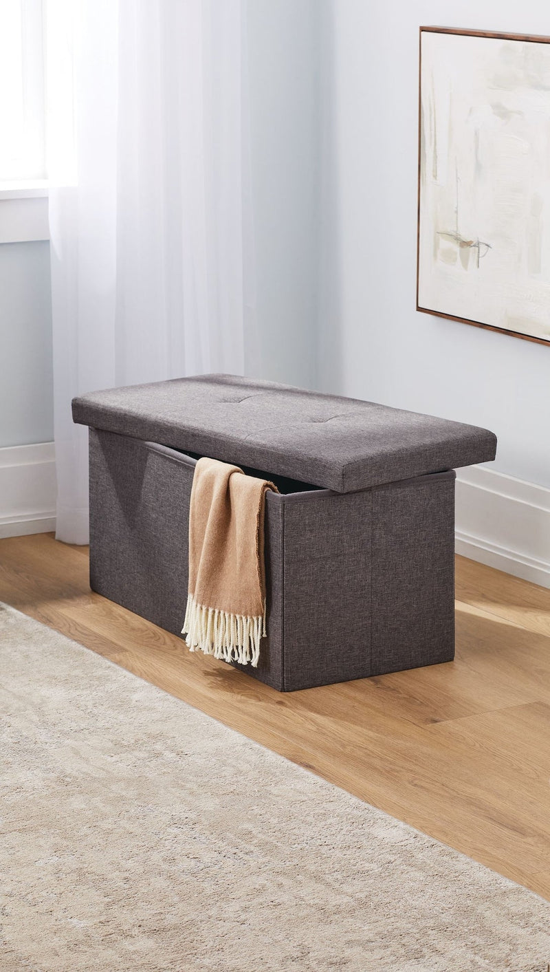 For Living Folding Double Storage Ottoman, Grey H0