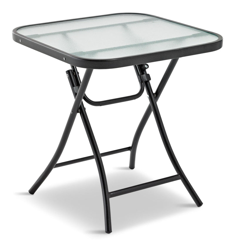 For Living Folding Outdoor/Patio Side Table with Glass Top, Assorted, 18-in Q0
