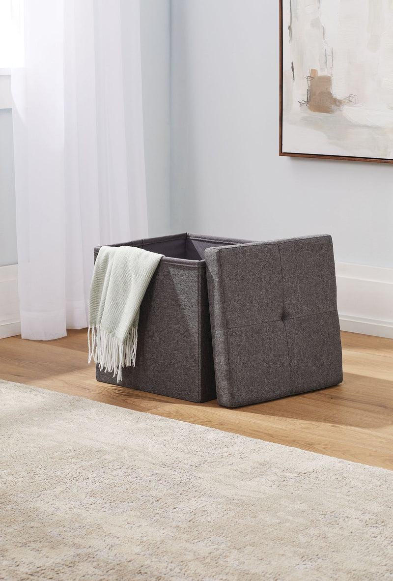 For Living Folding Storage Ottoman, Grey H9