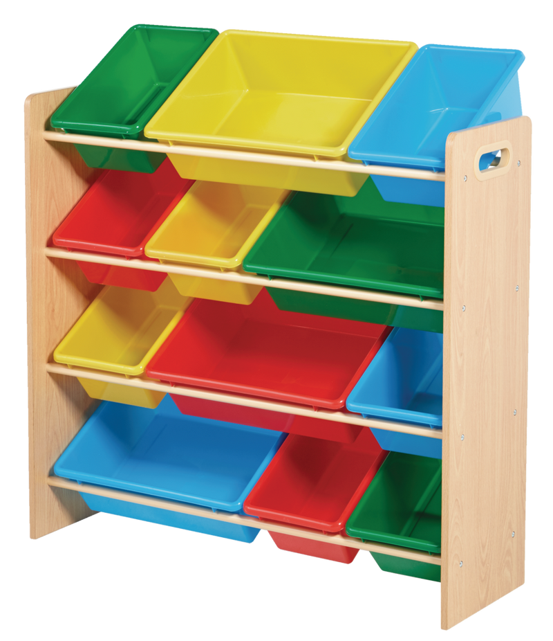 For Living Kids 12-Bin Bedroom/Playroom Toy Storage Organizer, Yellow G7