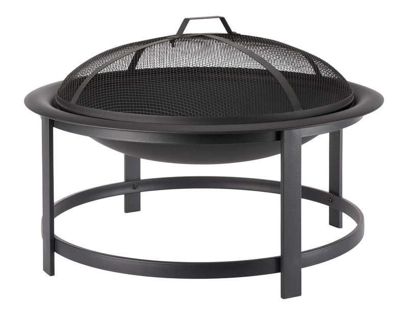 FOR LIVING Macaulay Round Outdoor Wood Firepit, 29-1/2-in, Black K0