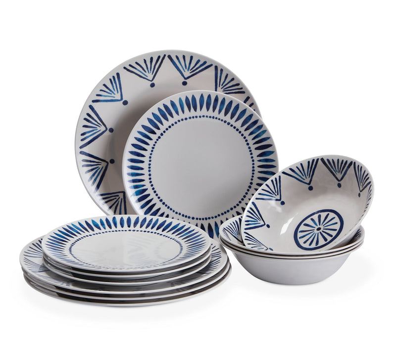 For Living Patio Dinnerware Set, 12-piece, Blue Z6