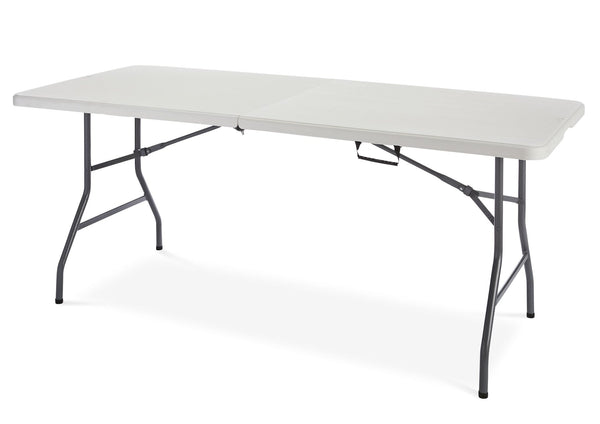 For Living Portable Folding Table with Casters & Handle, 6-ft, White Y5