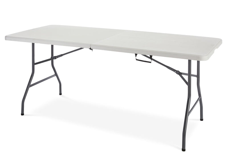 For Living Portable Folding Table with Casters & Handle, 6-ft, White Y5