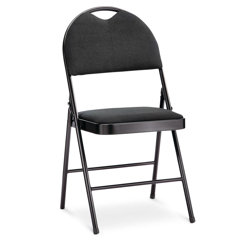 For Living Portable High-Back Upholstered & Padded Metal Folding Chair, Black P9