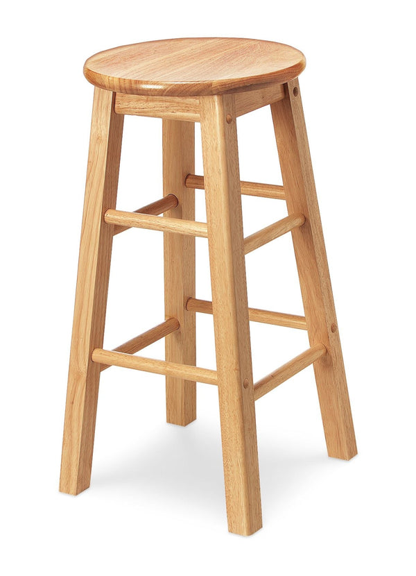 For Living Solid Wood 24" Bar Stool Armless Backless, Natural Finish E3