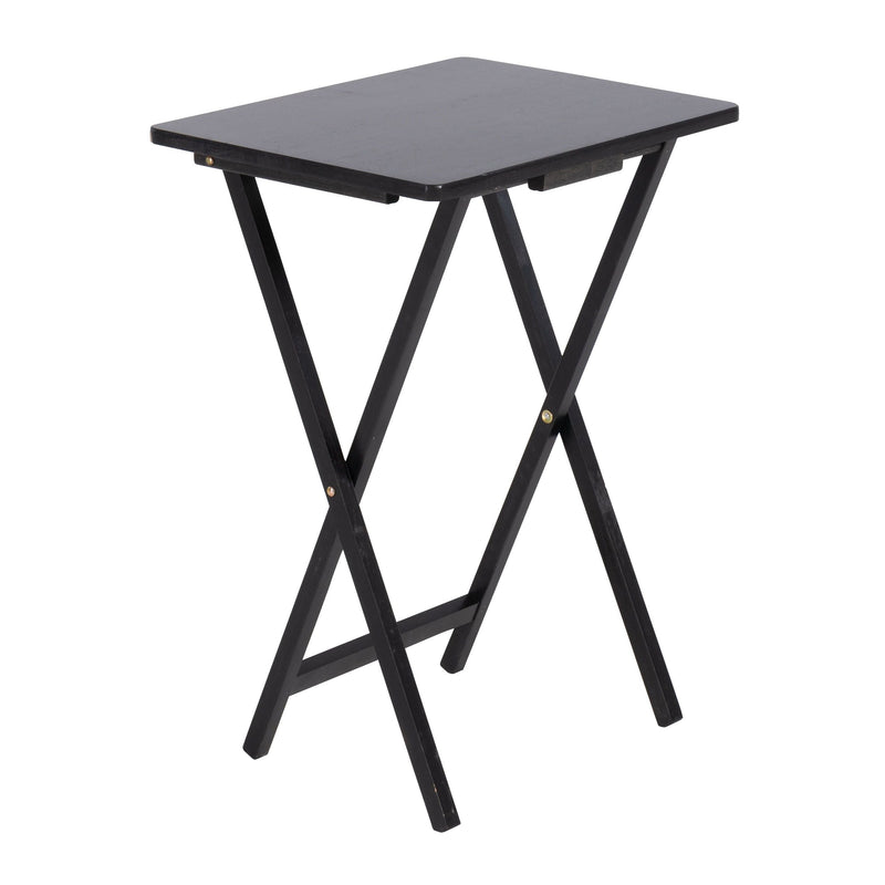 For Living Solid Wood Folding TV Tray, Stain-Resistant, Black J0