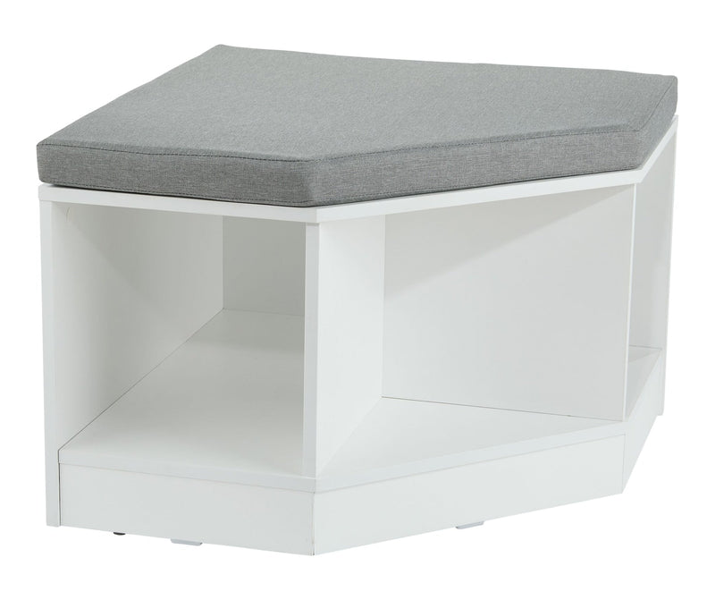 For Living Space Saving Corner Bench with Storage, White/Grey R3