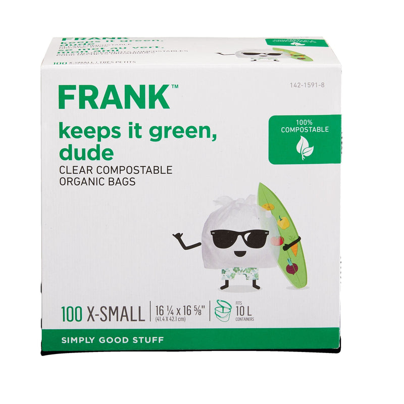FRANK Extra-Small Organic Compostable Food Waste Bags, 100-pk, Clear, 10-L S1