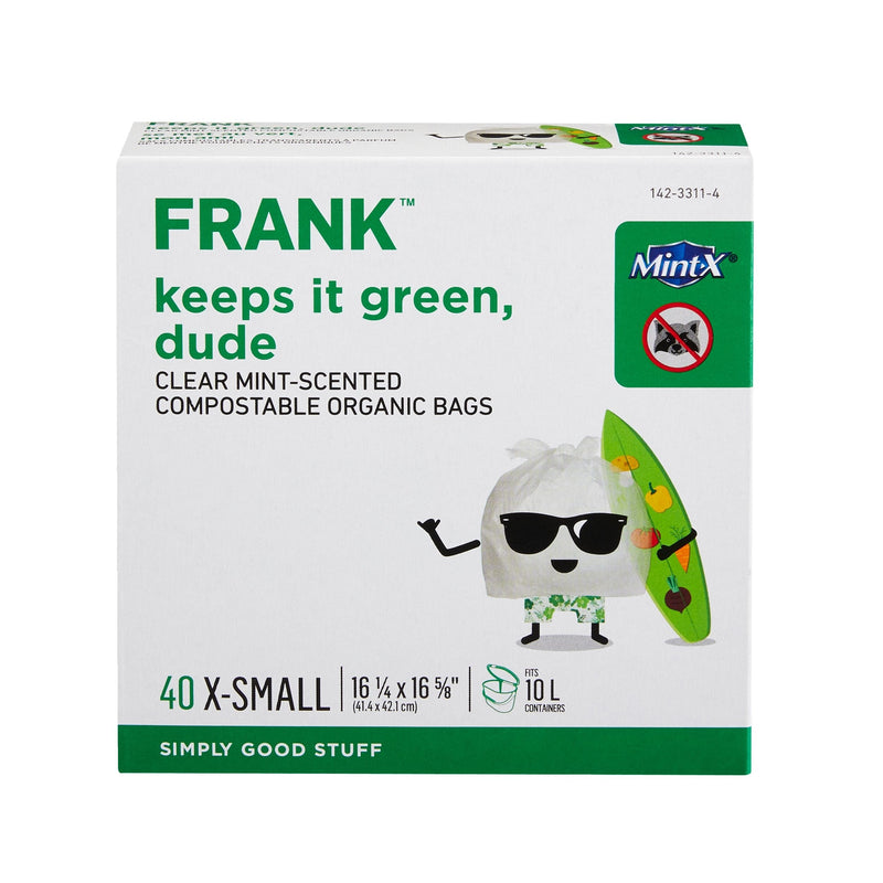 FRANK Extra-Small Organic Mint Scented Compostable Food Waste Bags, 40-pk, Clear, 10-L L4
