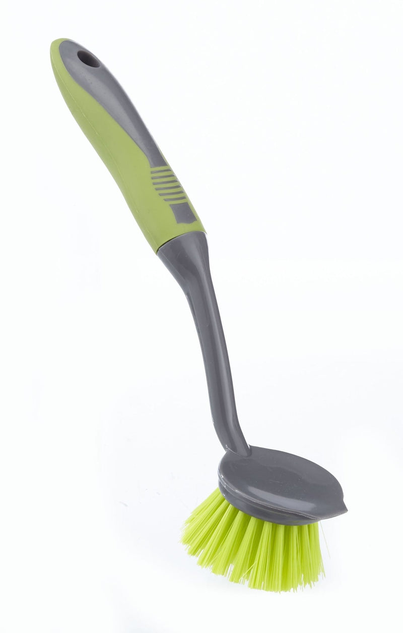 FRANK Round Non-Stick Surfaces Dish Scrub Brush with Stiff & Durable Fibre Bristles with Scraper N7
