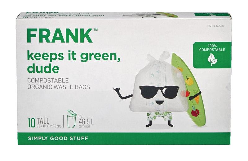 FRANK Tall Organic Compostable Food Waste Bags, 10-pk, 49-L Y8