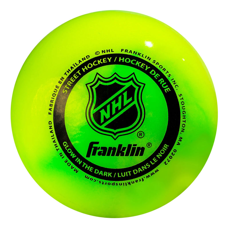 Franklin NHL Glow in the Dark Hockey Ball, Minimal Bounce, PVC, Green W3