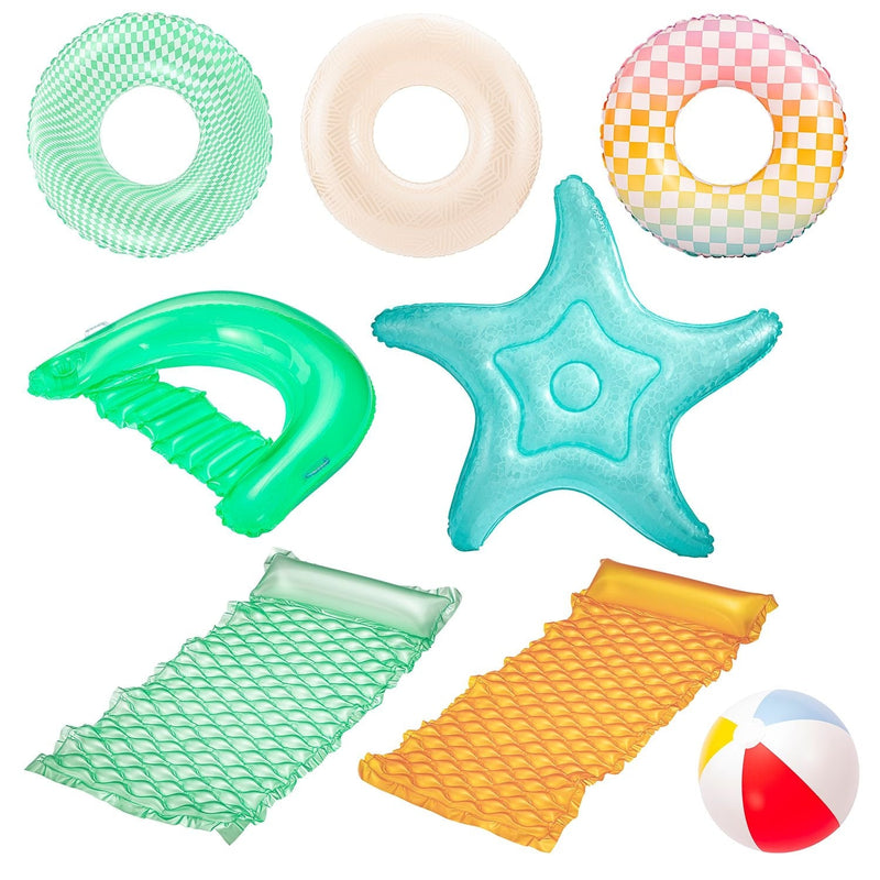 Funsicle Party Pack Pool Loungers with Inflation Tool, 9-pc O0