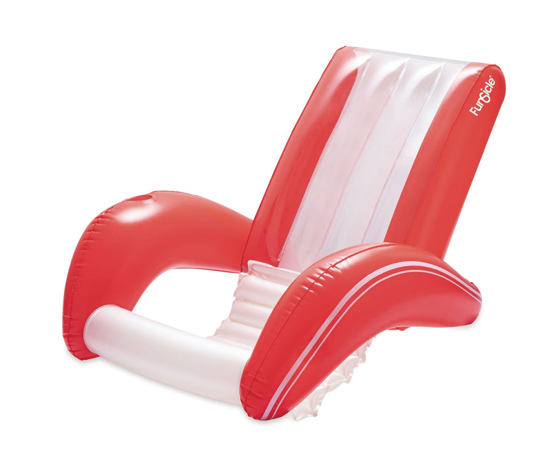 Funsicle Red and White Recliner Floating Pool Lounger, Ages 14+ L2
