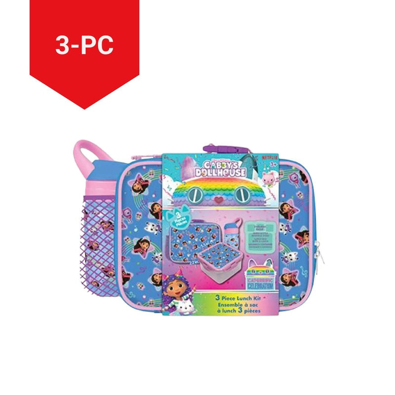 Gabby's Dollhouse Kids' Insulated Soft Lunch Bag Set with Food Container, Blue, 3-pc R5
