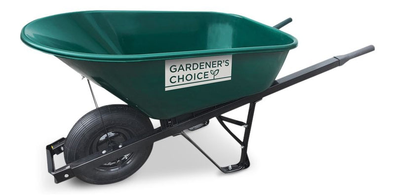 Gardener's Choice 1-Wheel Homeowner Poly Tray Wheelbarrow with Steel Handles, 6-cu-ft K2