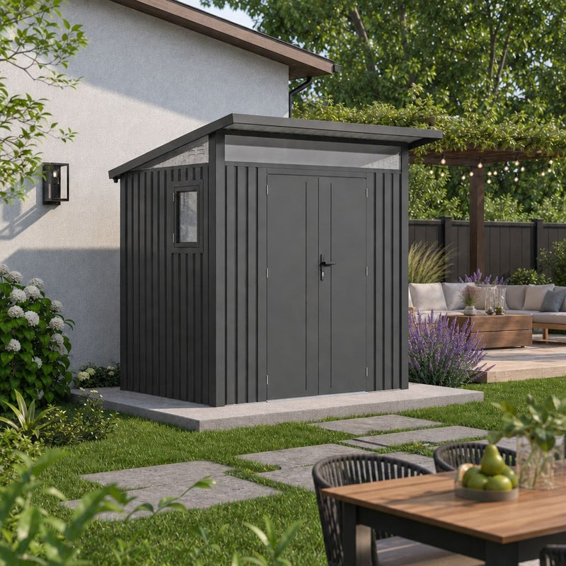 Gazebo Penguin Arvada Metal Shed, Dark Grey P2