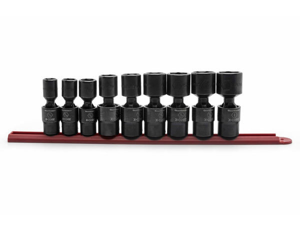 GearWrench 6 Point Standard Drive X-Core Pinless Universal Impact Socket Set, SAE, 1/2-in, 9-pc Q5