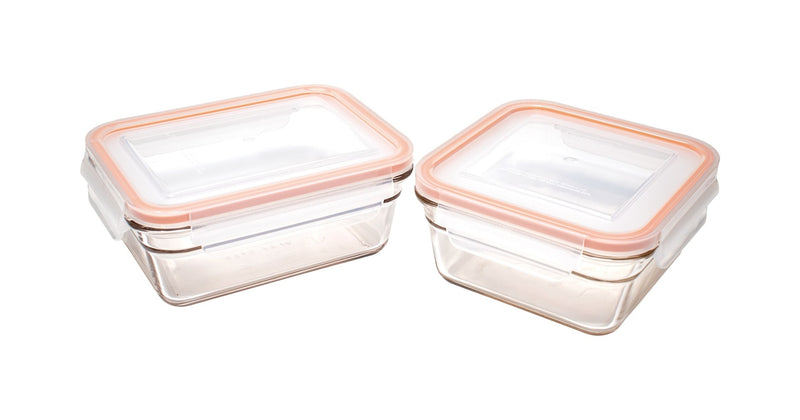 Glasslock Food Storage Container and Lid Set with Airtight Seal, Rectangular, Various Sizes, 6-pk, with Lids J7