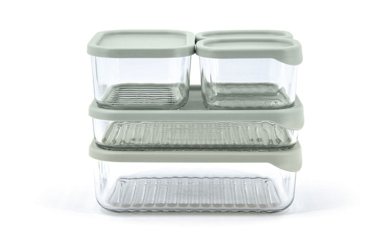 Glasslock Modular Reusable Glass Fridge Food Storage Container Set with Peel-Off Lid, 5 Count H0