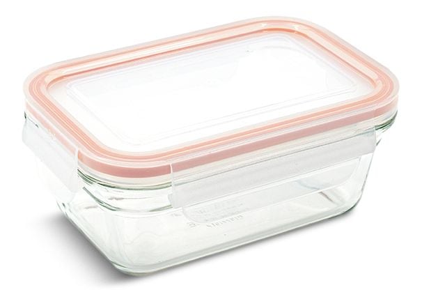 Glasslock Rectangle Glass Food Storage Container with Airtight Seal, 470-mL J6